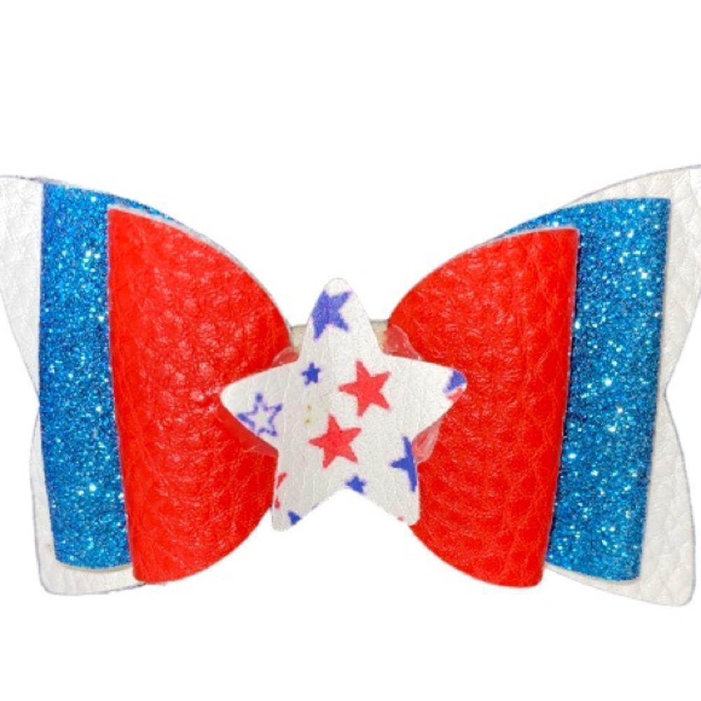 ⭐️5/$10⭐️ Red, White, and Blue Faux Leather Hair Bow